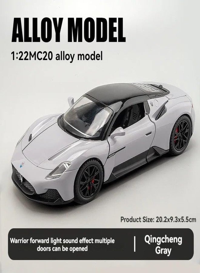 KENIRY Scale Exclusive Alloy Metal Pull Back Die-cast Car Model with Sound Light Mini Auto Toy for Kids Metal Model Toy Car with Sound and Light (1.22 Scale Maserati MC20- Grey) - Image 2